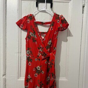 Band of Gypsies Wrap short sleeve dress – Red Floral – Size M